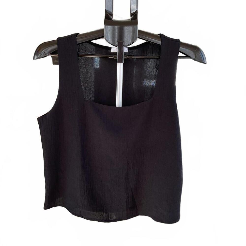 Ekouaer Black Sleeveless Square Neck Dressy Top Small